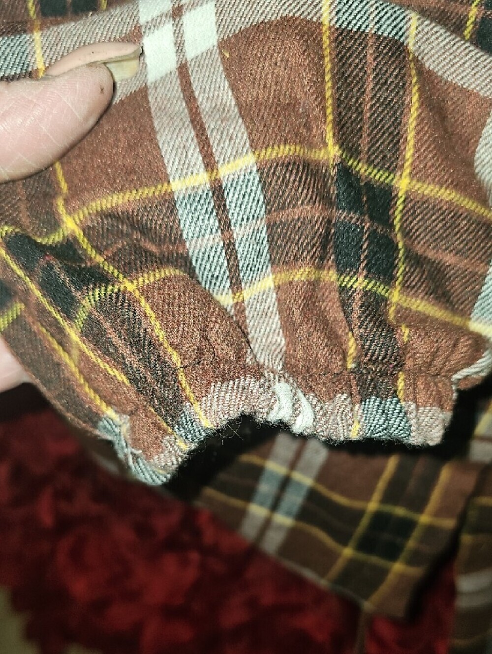 Womens Brown/Yellow Plaid Lounge Pants Size Medium (NO SIZE TAG) - Picture 4 of 7